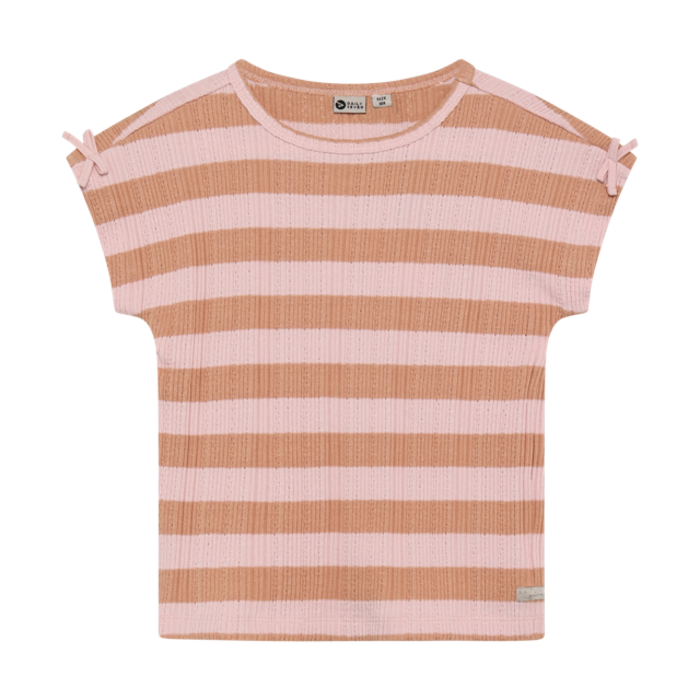 Daily7 T-shirt Fancy Stripe Silver Pink