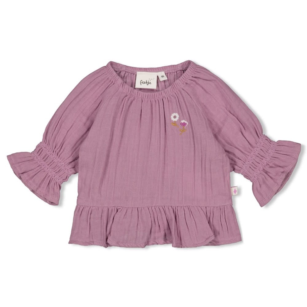 Feetje Longsleeve ruches mousseline Violet - Flower Ranch
