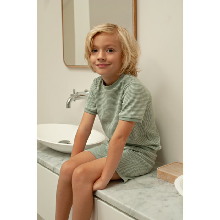 Feetje Shortama wafel - Summer Special Zeegroen