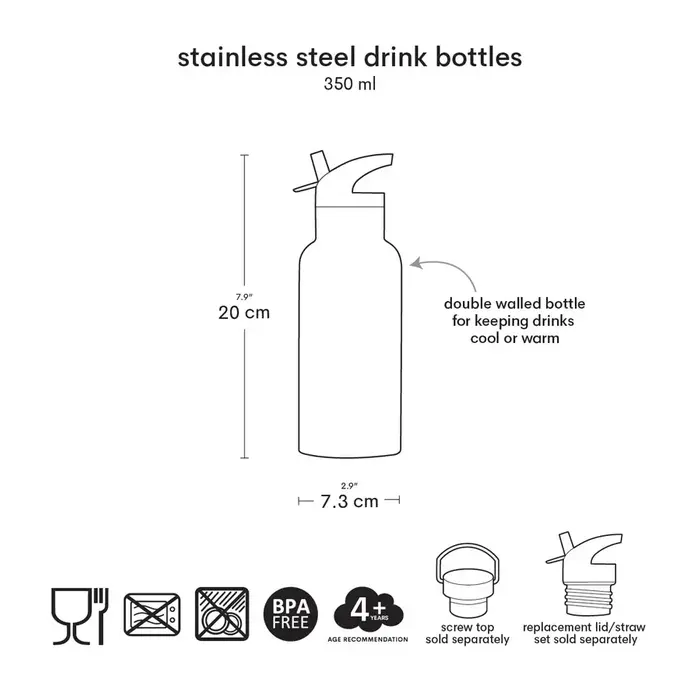 A Little Lovely Company RVS drinkfles: Prinsessen