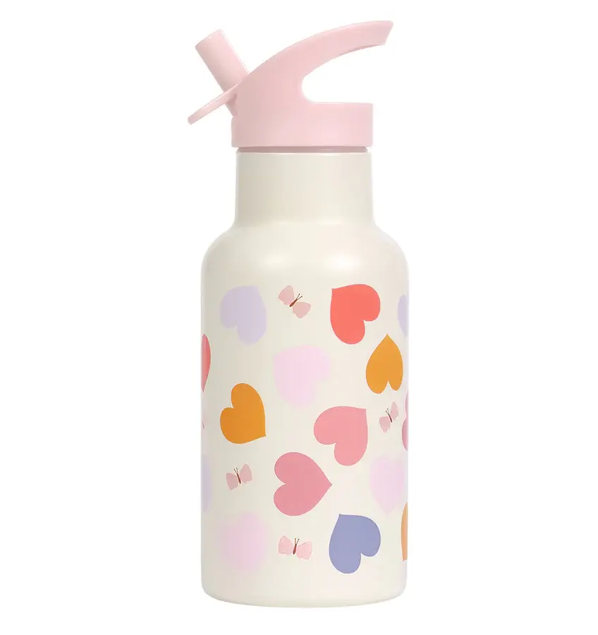 A Little Lovely Company RVS drinkfles: Hartjes