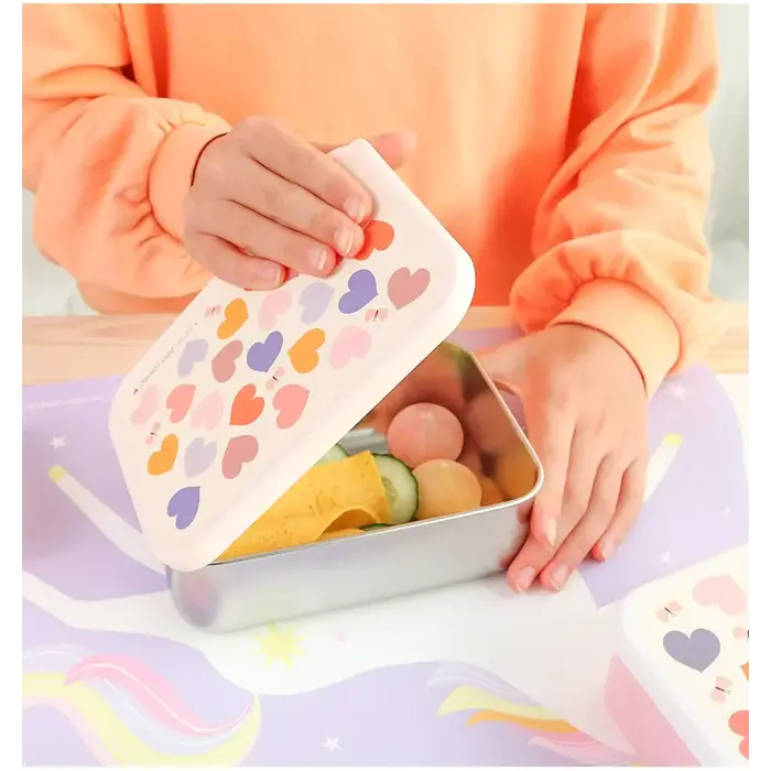 A Little Lovely Company RVS lunch box: Hartjes