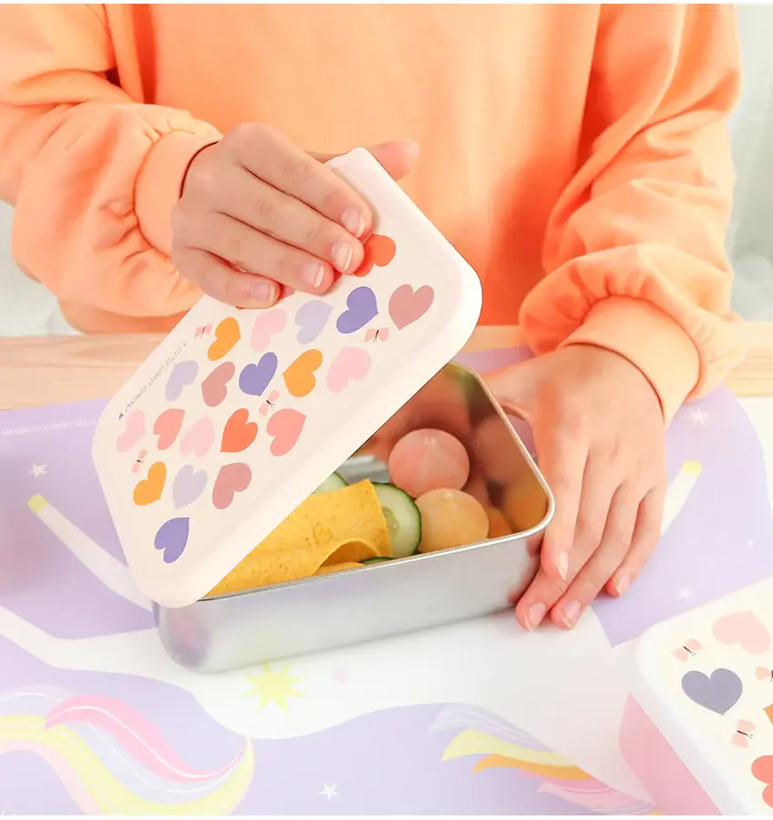 A Little Lovely Company RVS lunch box: Hartjes