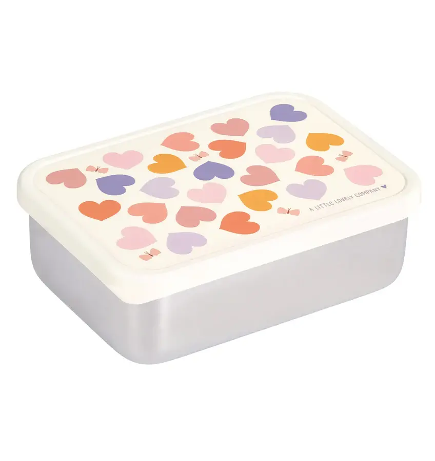 A Little Lovely Company RVS lunch box: Hartjes