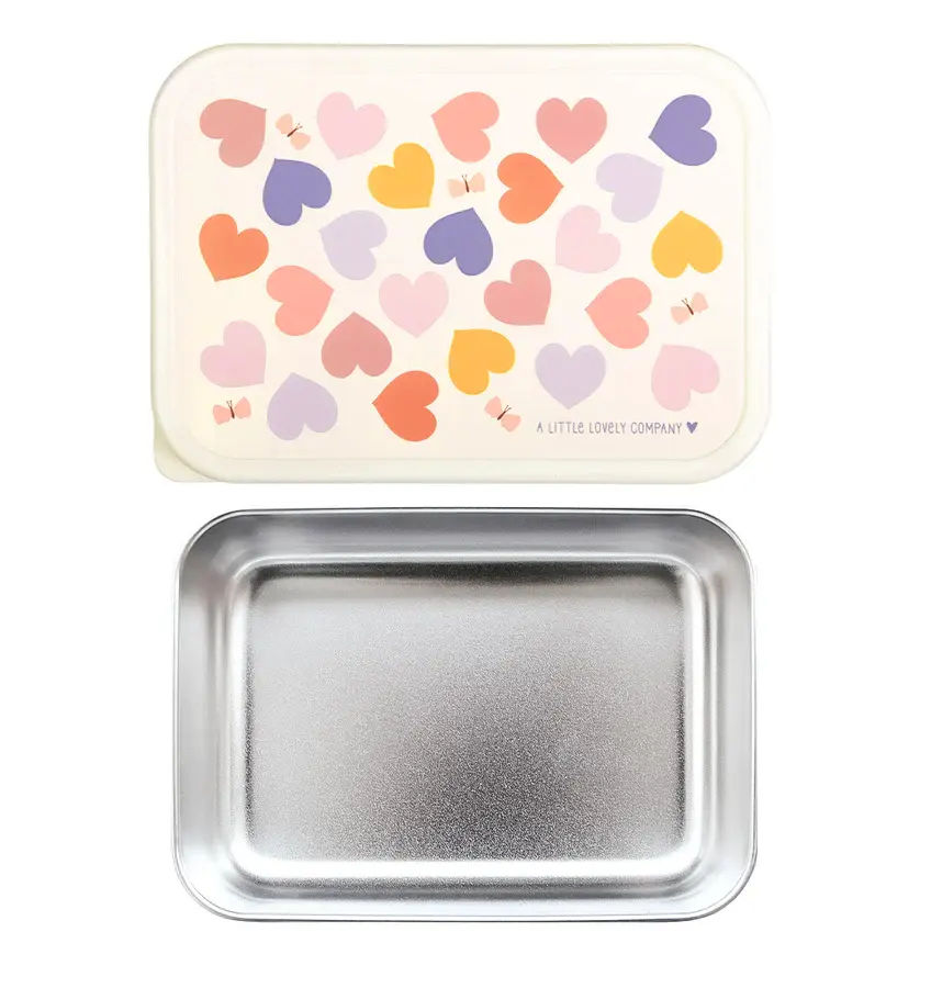 A Little Lovely Company RVS lunch box: Hartjes