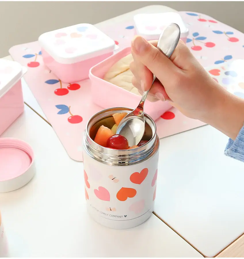 A Little Lovely Company Geïsoleerde RVS voedselpot: Hartjes