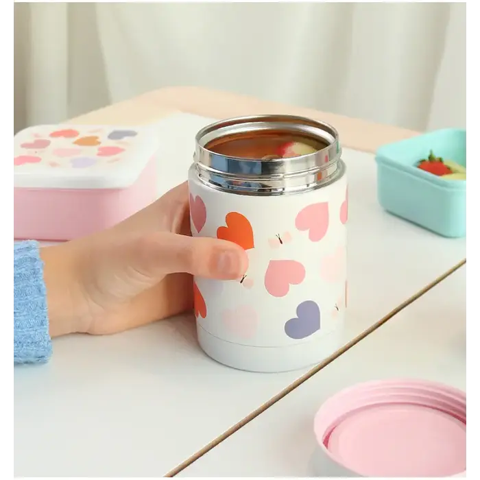 A Little Lovely Company Geïsoleerde RVS voedselpot: Hartjes