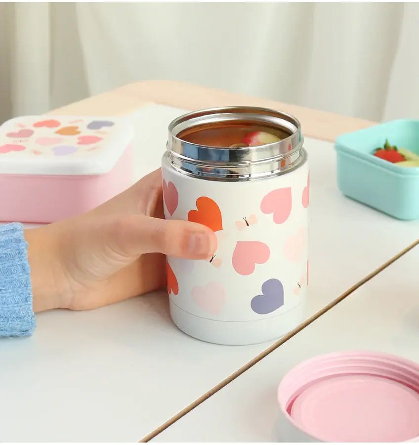 A Little Lovely Company Geïsoleerde RVS voedselpot: Hartjes