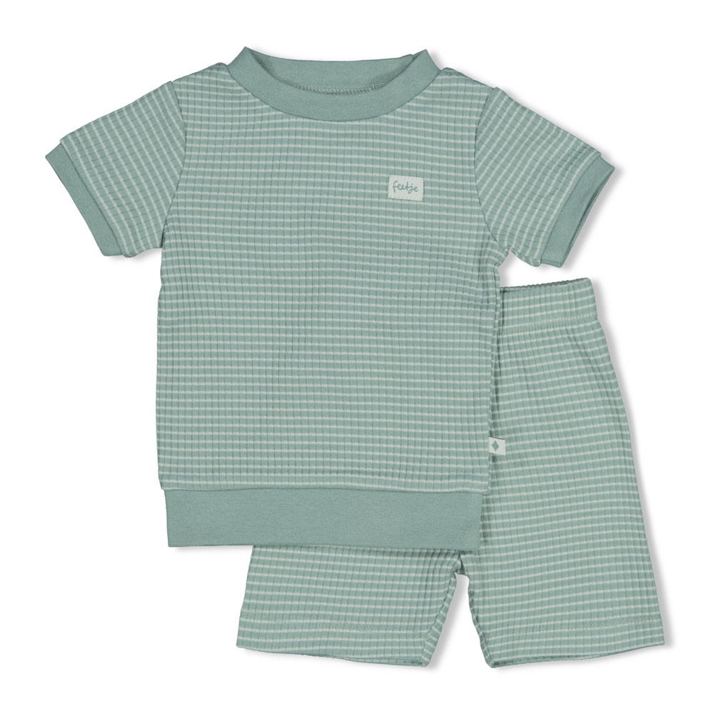 Feetje Shortama wafel - Summer Special Zeegroen