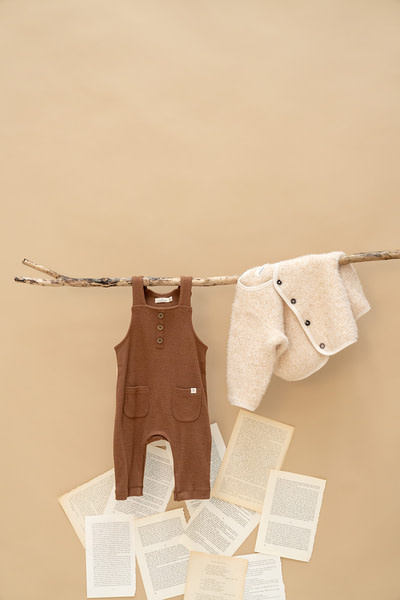 A Tiny Story baby dungaree Coffee