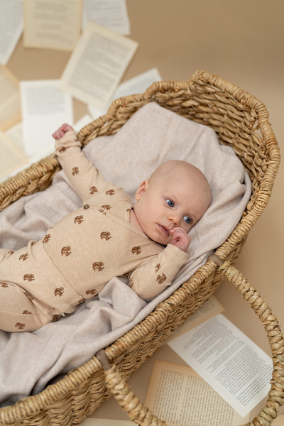 A Tiny Story baby romper long sleeve Beige melange