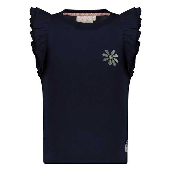 Jubel T-shirt ruches Marine - Rolling in to Spring