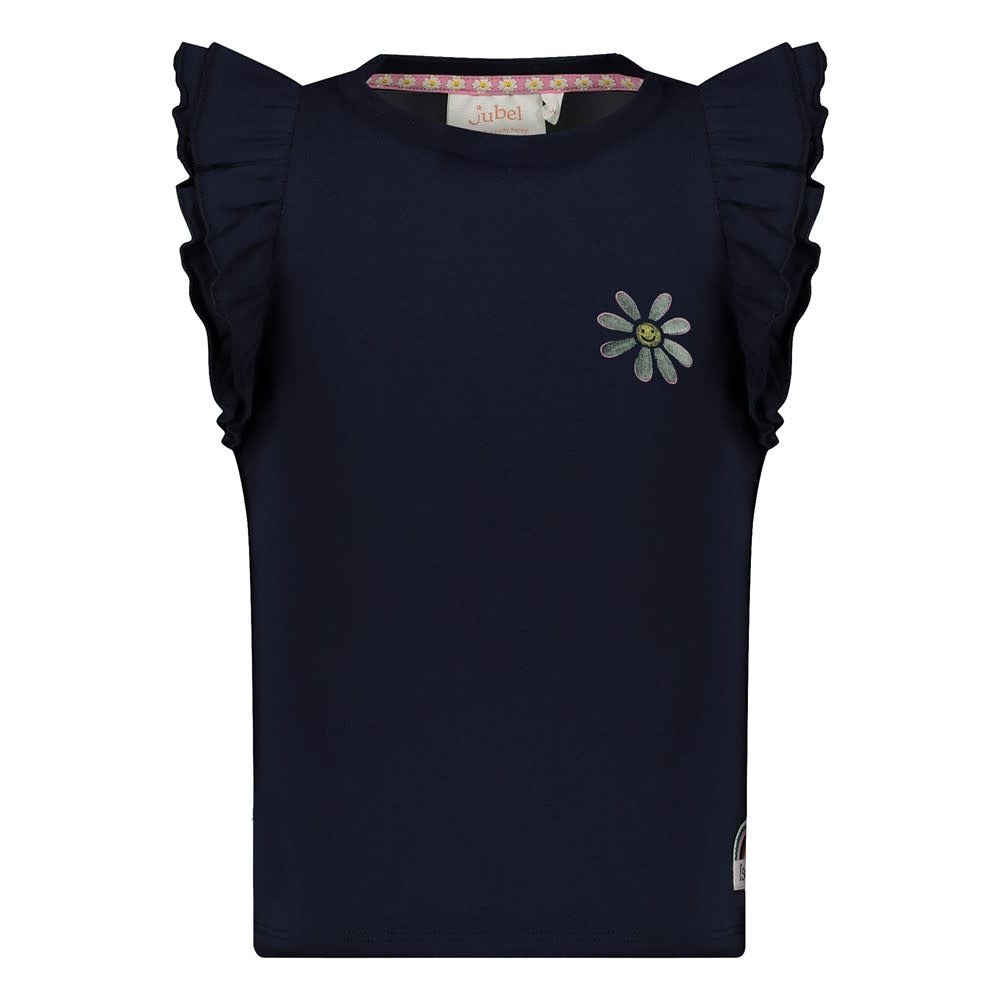Jubel T-shirt ruches Marine - Rolling in to Spring