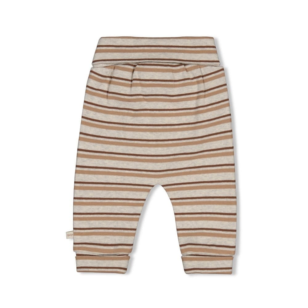 Feetje Broek rib met streep Grijs melange - Tiny Timber Tales