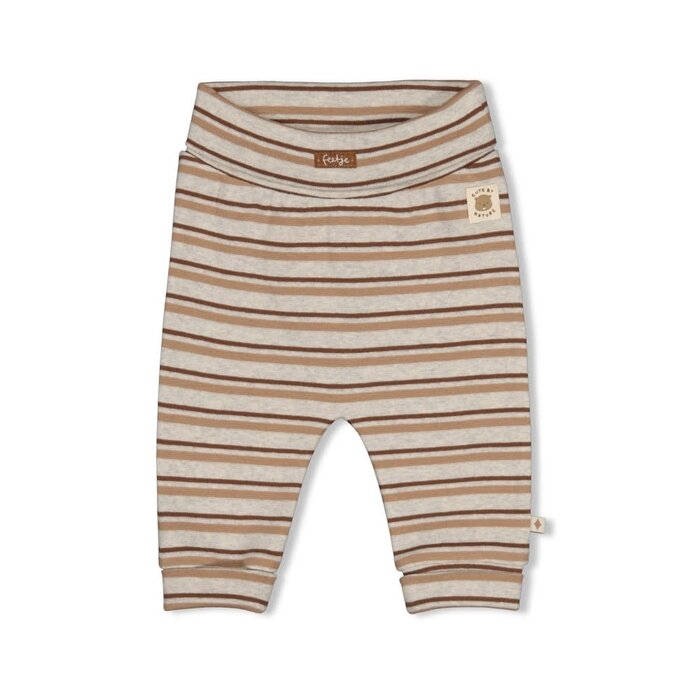 Feetje Broek rib met streep Grijs melange - Tiny Timber Tales