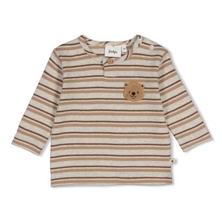 Feetje Longsleeve rib met streep Grijs melange - Tiny Timber Tales