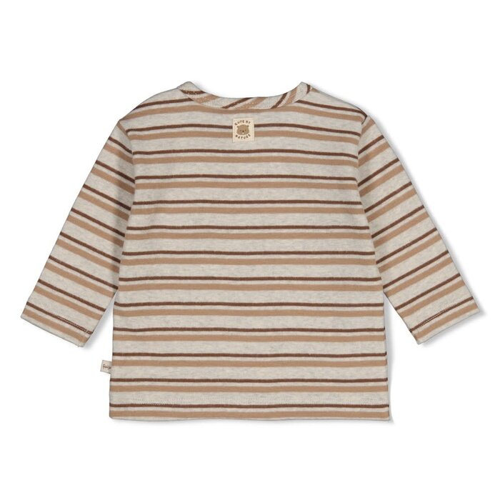 Feetje Longsleeve rib met streep Grijs melange - Tiny Timber Tales
