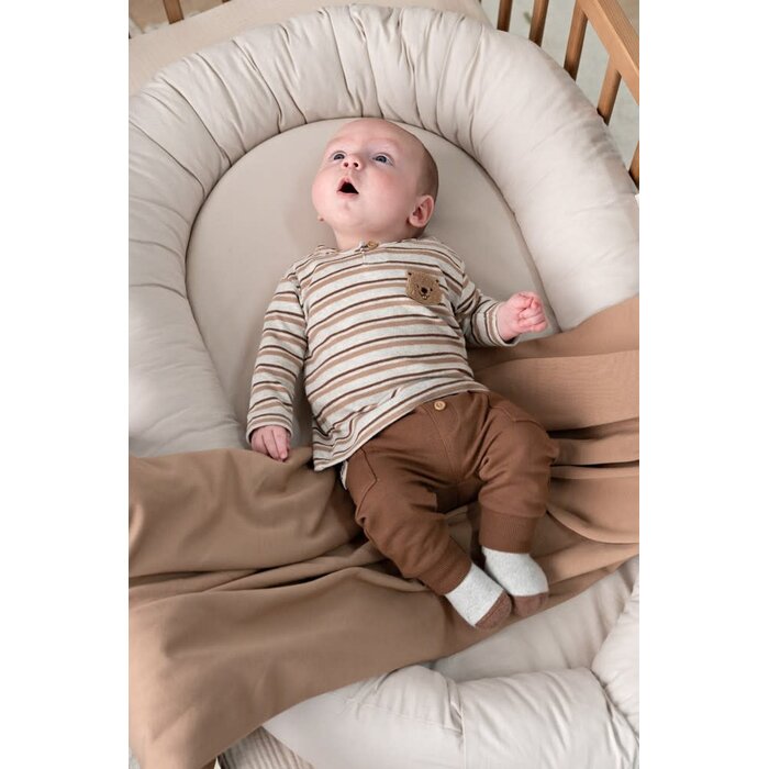 Feetje Longsleeve rib met streep Grijs melange - Tiny Timber Tales
