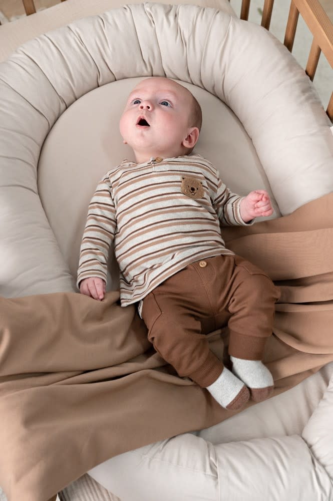 Feetje Longsleeve rib met streep Grijs melange - Tiny Timber Tales