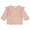 Overslagshirt pointelle rib AOP Roze melange - Fall in Love