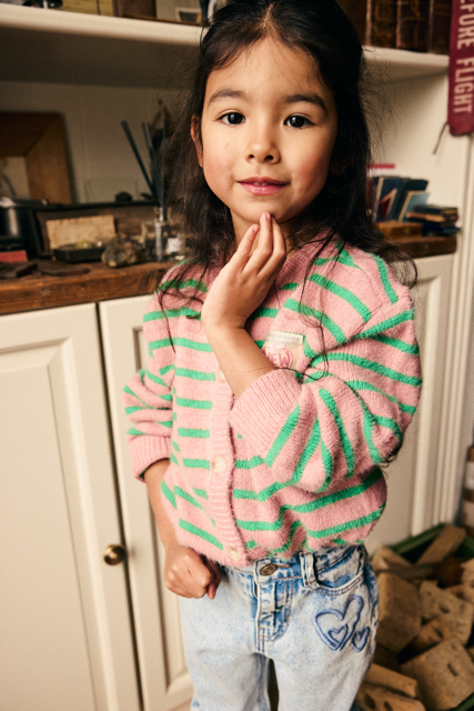 Daily7 Knitwear Striped Cargdigan Lilas