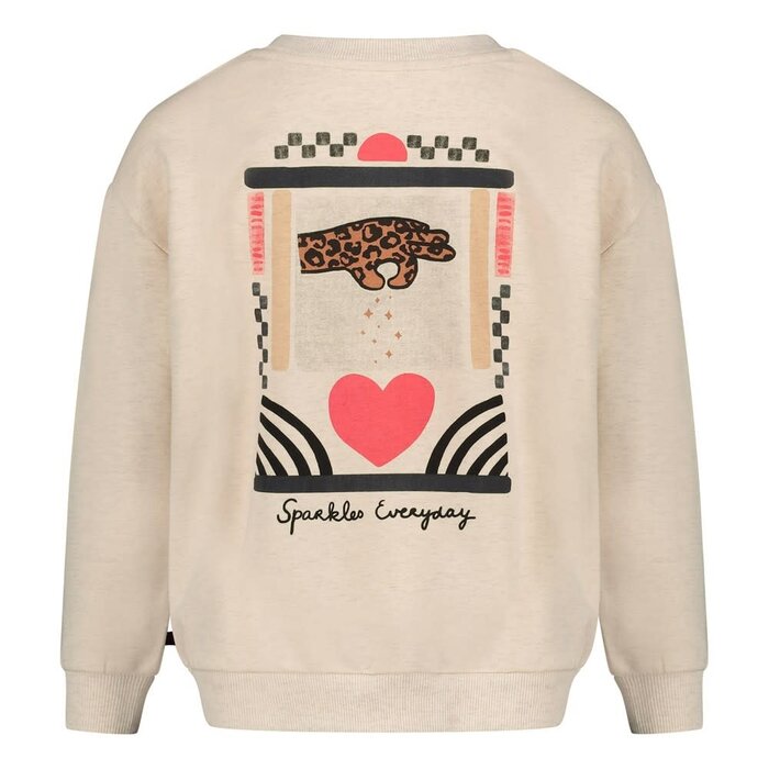Jubel Sweater met backprint relaxed fit Offwhite melange - City Chic