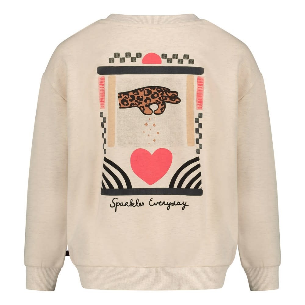 Jubel Sweater met backprint relaxed fit Offwhite melange - City Chic