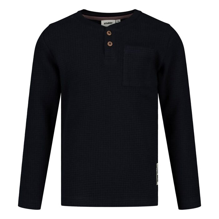Sturdy Longsleeve wafelstructuur d.Blauw - Rock the Earth