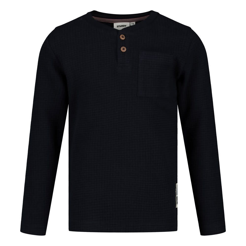 Sturdy Longsleeve wafelstructuur d.Blauw - Rock the Earth