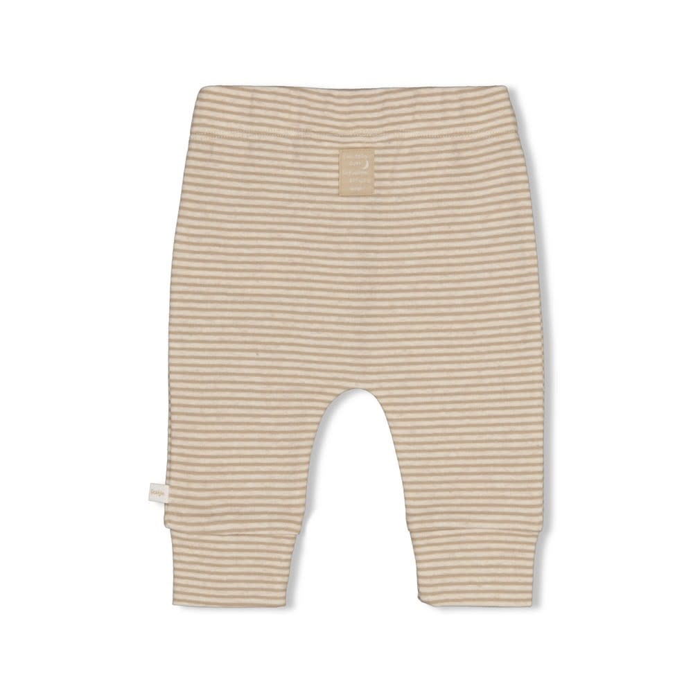 Feetje Broek rib met streep Taupe - Over the Moon for You