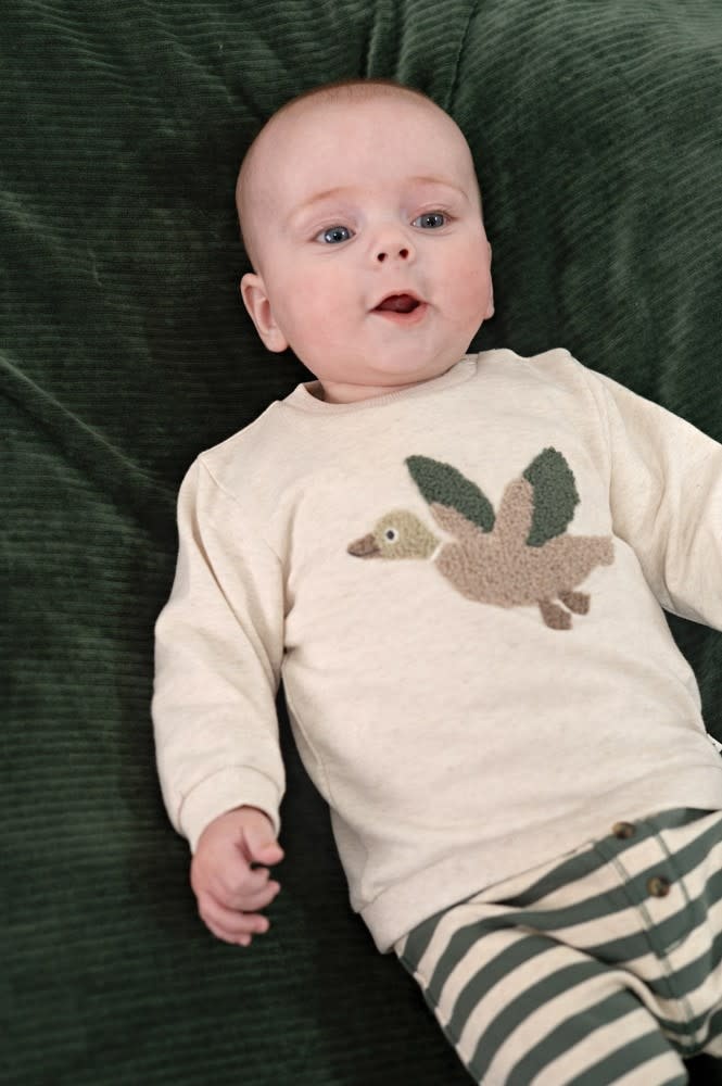 Feetje Broek streep Groen - Wiggle and Waddle