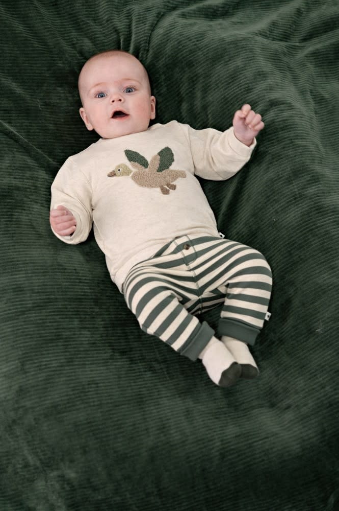 Feetje Broek streep Groen - Wiggle and Waddle