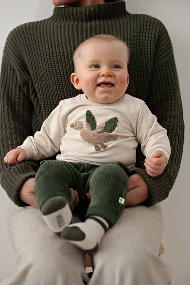 Feetje Broek velours rib Groen - Wiggle and Waddle