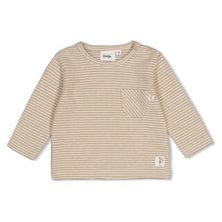 Feetje Longsleeve rib met streep Taupe - Over the Moon for You
