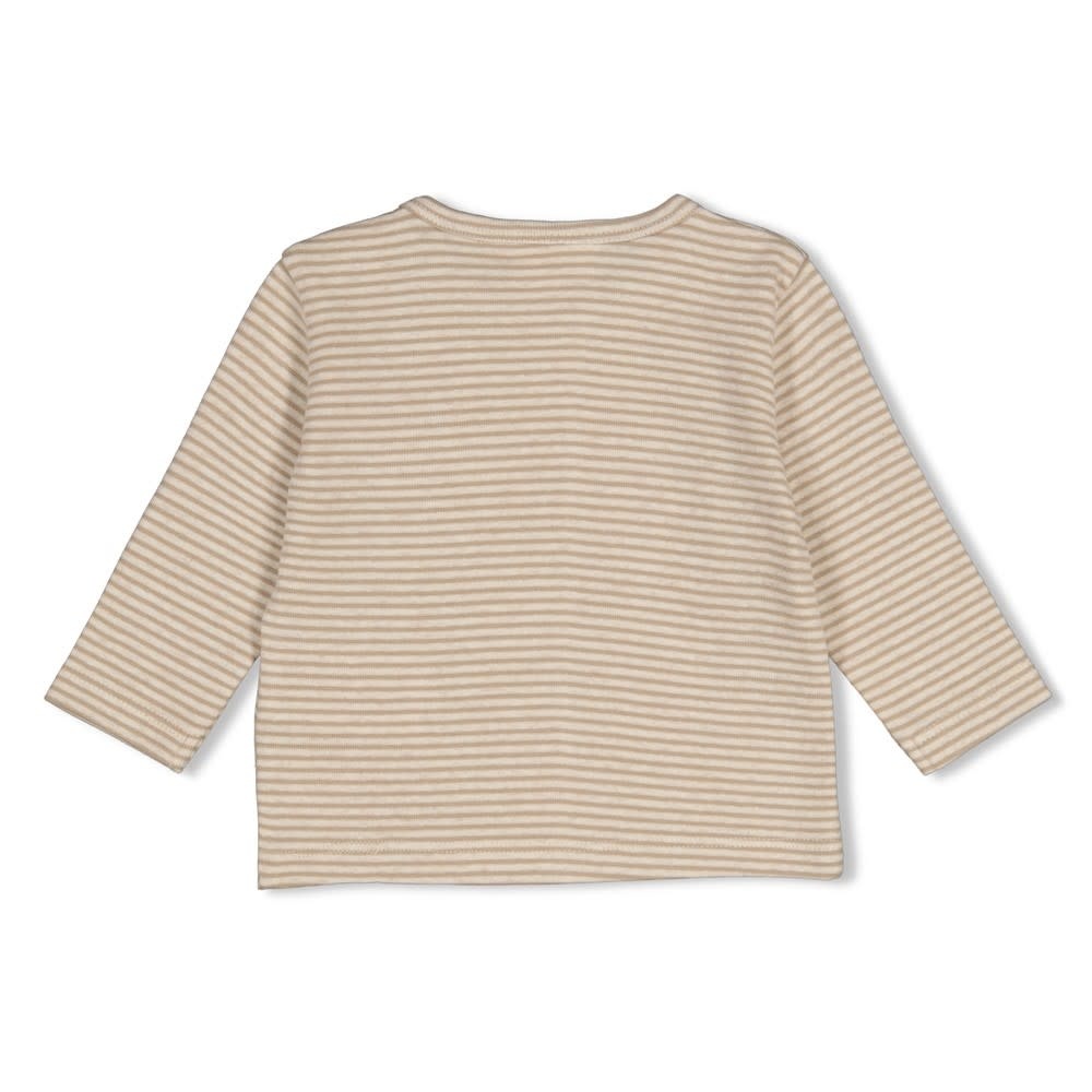 Feetje Longsleeve rib met streep Taupe - Over the Moon for You