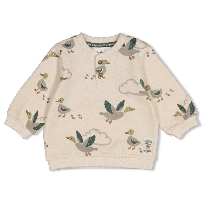 Feetje Sweater AOP Offwhite melange - Wiggle and Waddle