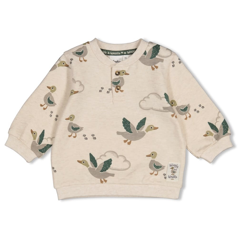 Feetje Sweater AOP Offwhite melange - Wiggle and Waddle