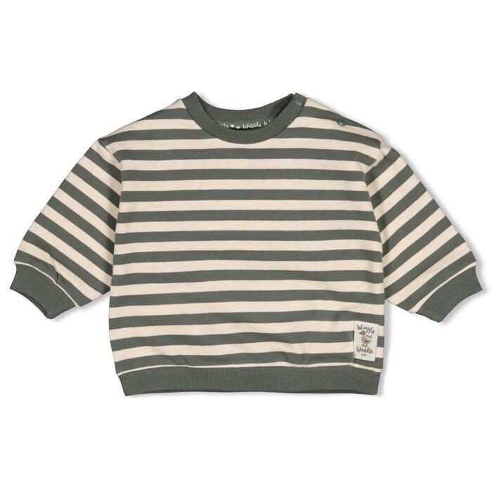 Feetje Sweater streep oversized Groen - Wiggle and Waddle
