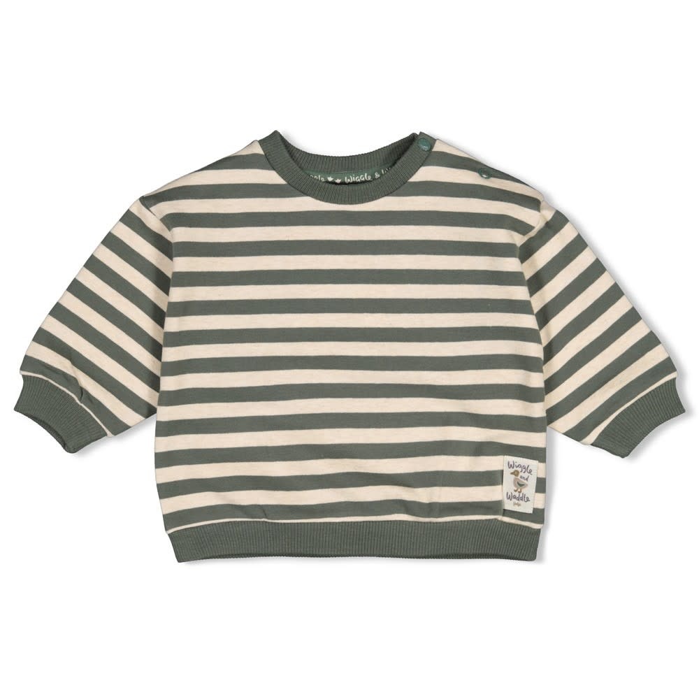 Feetje Sweater streep oversized Groen - Wiggle and Waddle