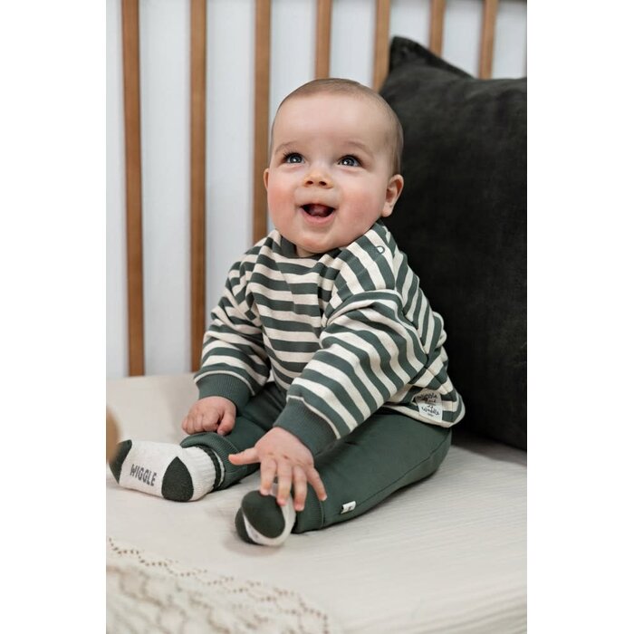 Feetje Sweater streep oversized Groen - Wiggle and Waddle
