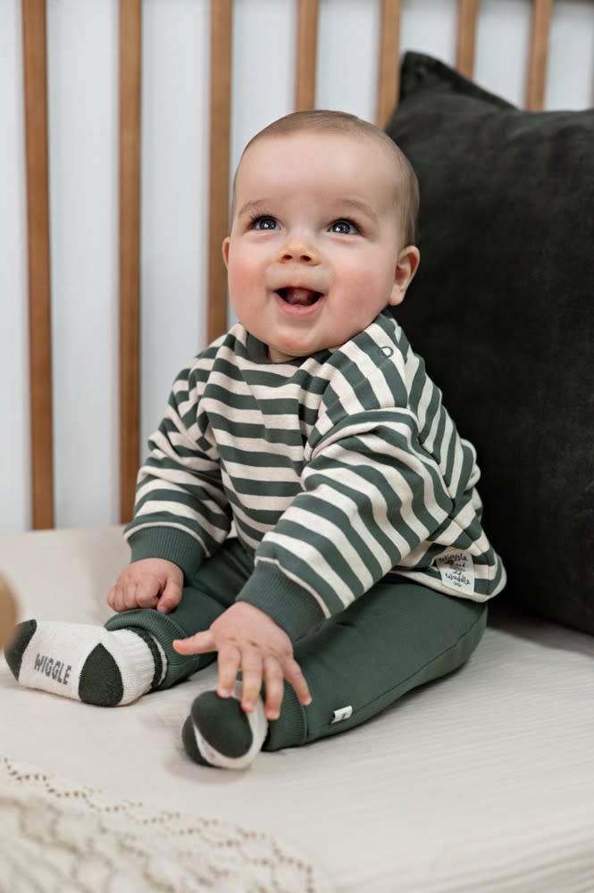 Feetje Sweater streep oversized Groen - Wiggle and Waddle