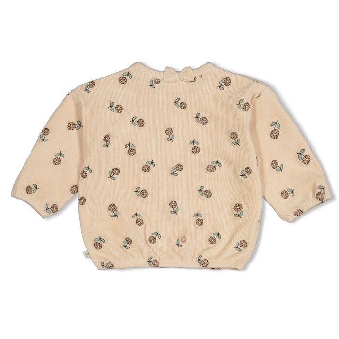 Feetje Sweater velours rib met borduursels Offwhite - Lucky Bloombird
