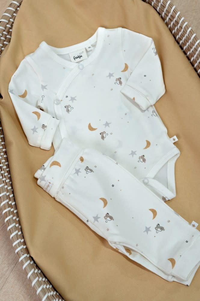 Feetje Wikkelromper AOP Offwhite - Over the Moon for You
