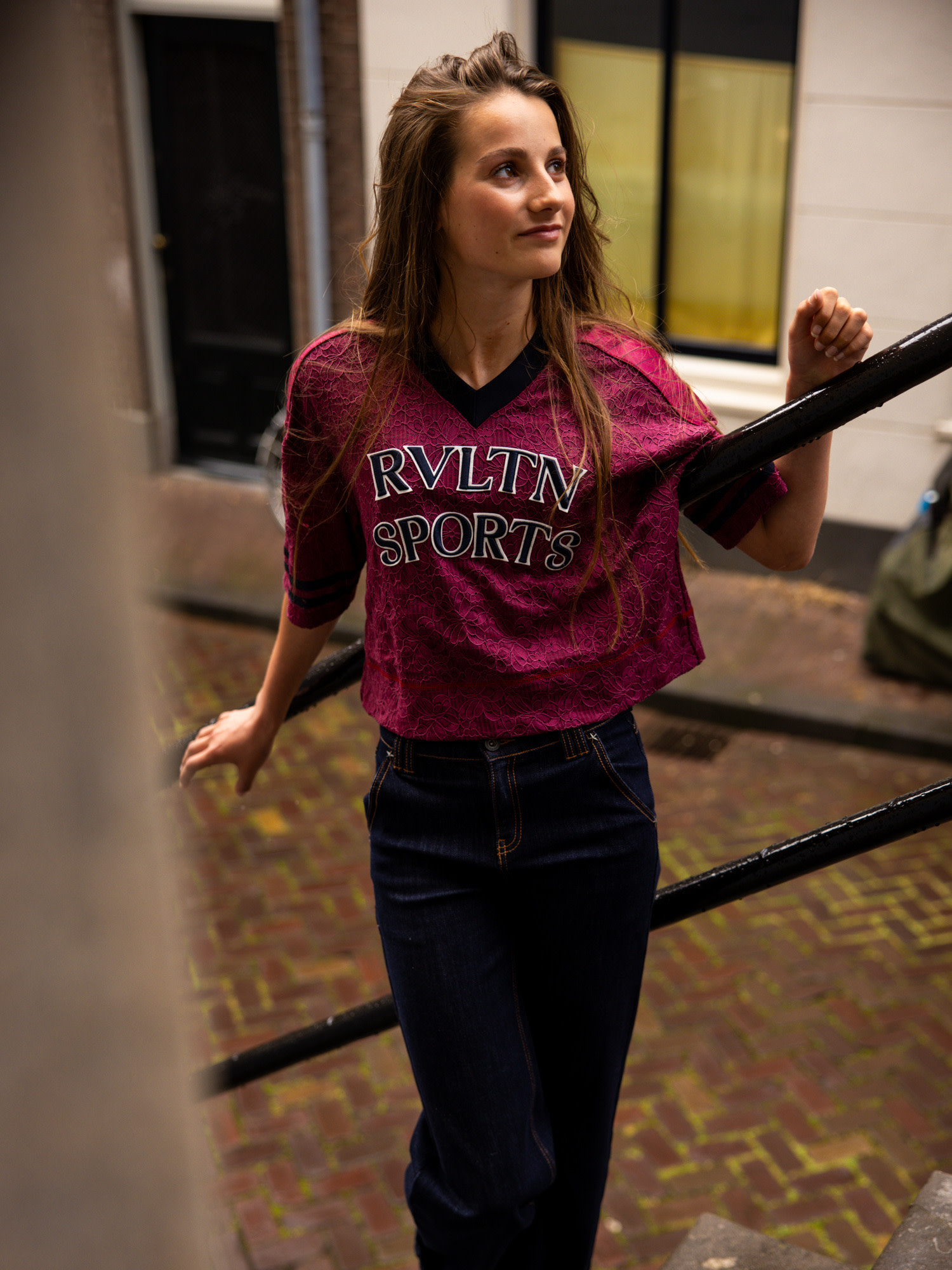 Looxs 10sixteen lace Tee Ruby red