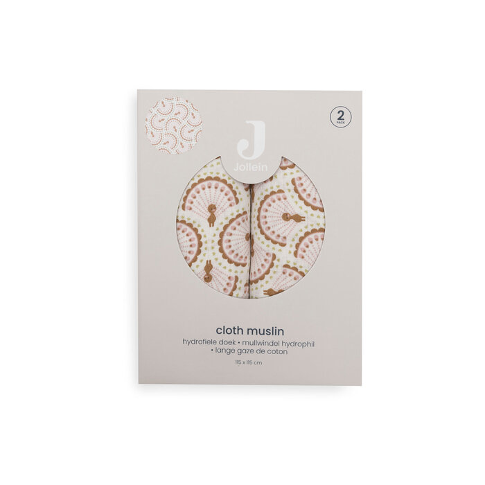 Jollein Hydrofiele Doek Large 115x115cm - Soft Plumes - 2 Stuks