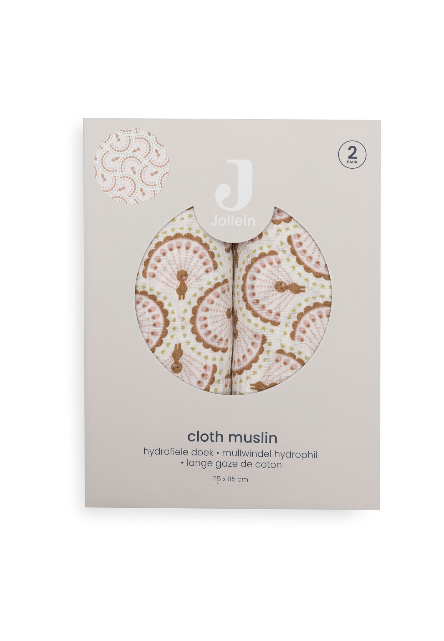 Jollein Hydrofiele Doek Large 115x115cm - Soft Plumes - 2 Stuks