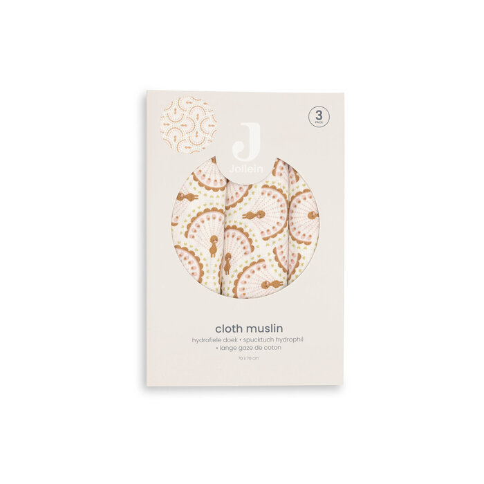 Jollein Hydrofiele Doek Small 70x70cm - Soft Plumes - 3 Stuks