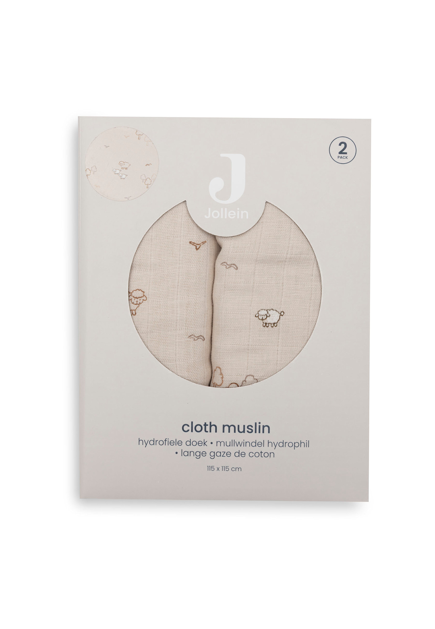 Jollein Hydrofiele Doek Large 115x115cm - Woolly - 2 Stuks