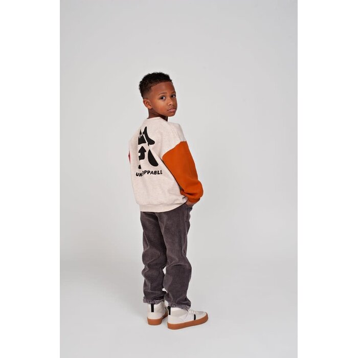 Sturdy Sweater met backprint oversized Offwhite melange - Mountain top