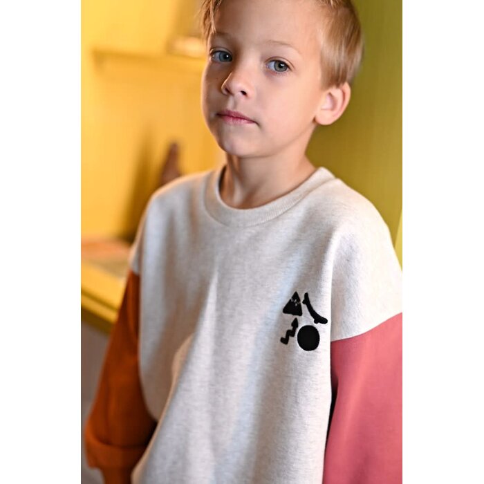 Sturdy Sweater met backprint oversized Offwhite melange - Mountain top